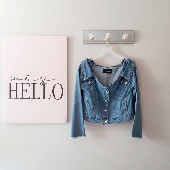 EUC Mustard Seed blue medium wash denim jacket with strap detail, M - Picture 6 of 12